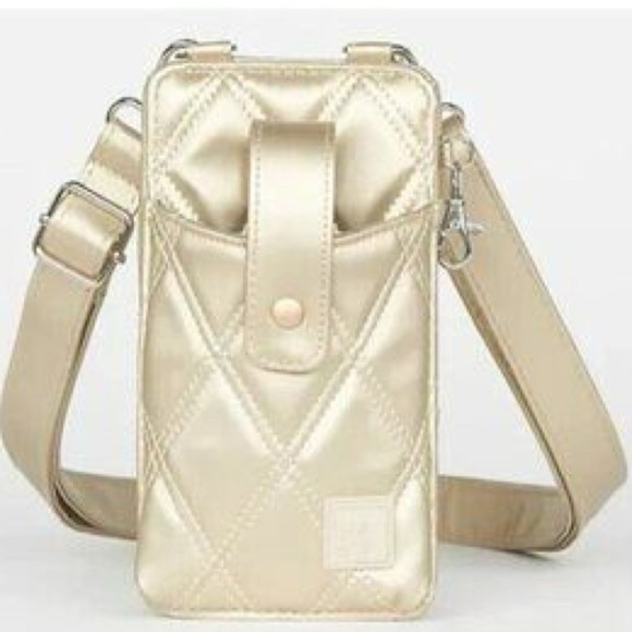 IHKWIP Ring Ring Cellphone crossbody RFID wallet bag purse NWT metallic neutral - Picture 2 of 8